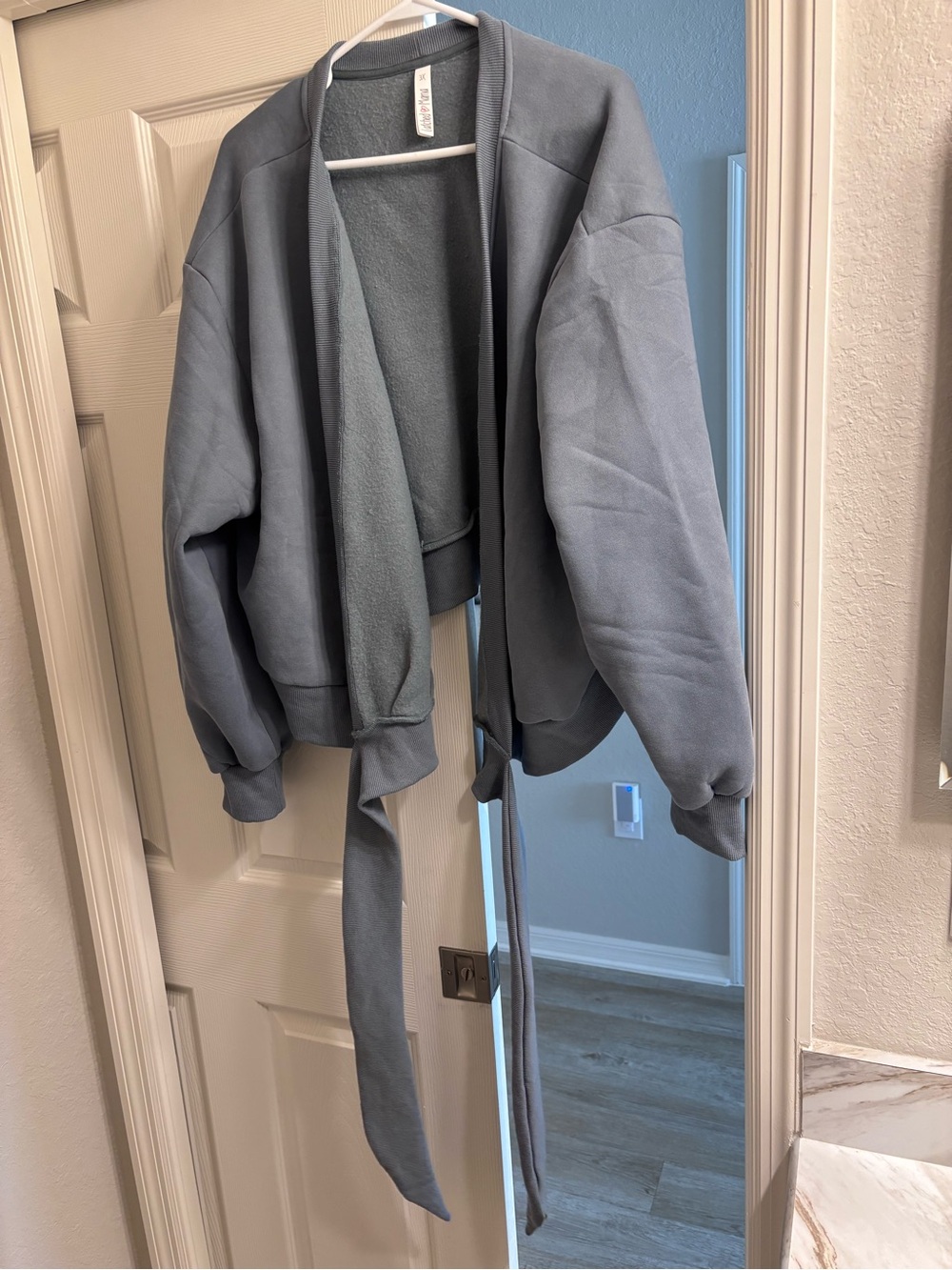 Latched Mama Women's Gray Wrap Jacket with Tie Waist